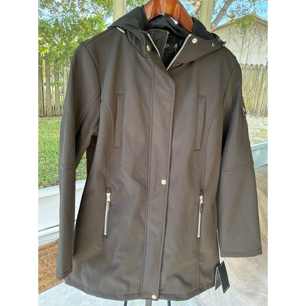 Ralph Lauren Sz M 8 - 10 Hooded Soft-Shell Jacket Interior Quilted Bib Pockets